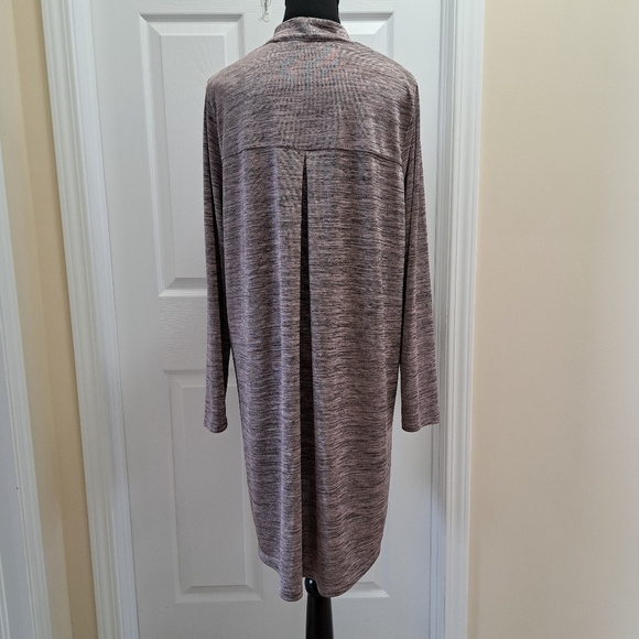 Michel Studio Long Cardigan Mauve Purple Black Heathered Mix Silky Women's 2X - Picture 6 of 10